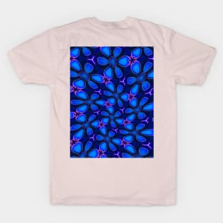 Deep Blue Flower Pattern T-Shirt